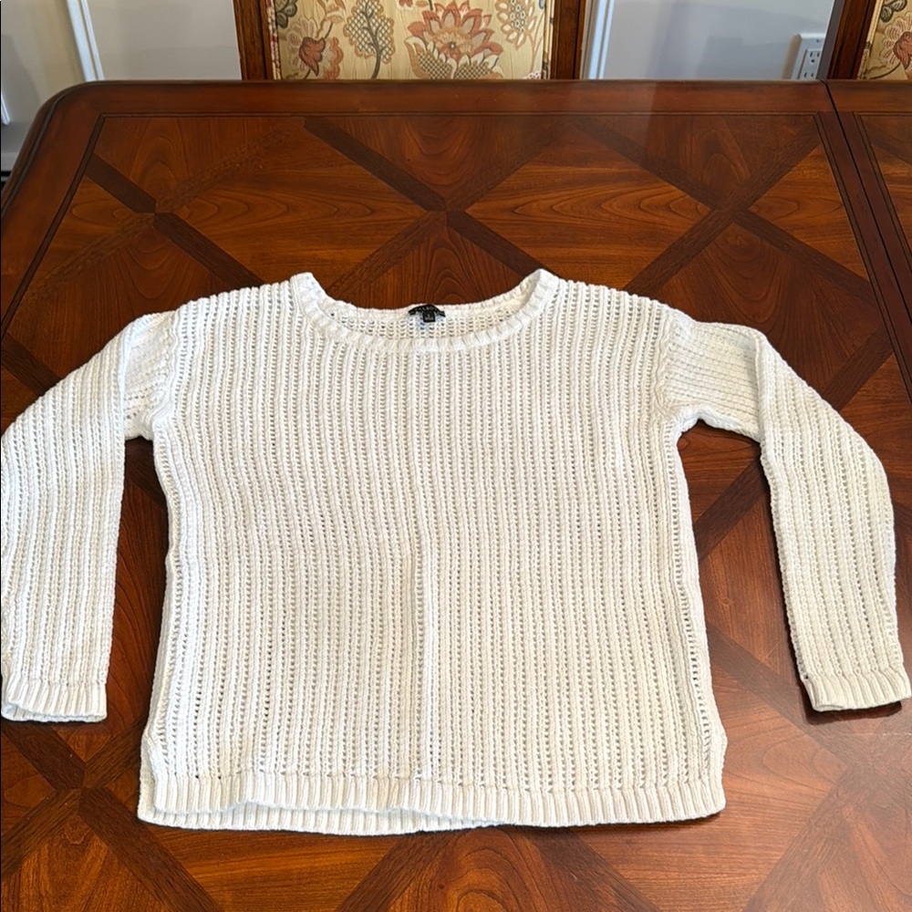 Talbots Off White Crew Neck Knit Sweater